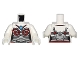 Part No: 973pb1476c01  Name: Torso Chima Female Outline with Silver and Dark Red Armor and Blue Round Jewel (Chi) Pattern / White Arms / White Hands