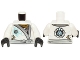 Part No: 973pb1595c01  Name: Torso Ninjago Robe with Silver Sash and Ice Power Emblem Pattern / White Arms / Black Hands