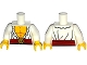 Lot ID: 64514782  Part No: 973pb1780c01  Name: Torso Open Shirt with Frills, Red Waist Sash and Gold Helm Buckle Pattern / White Arms / Yellow Hands