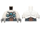 Part No: 973pb1915c01  Name: Torso Fur with Sand Blue Belt and Straps, Copper Buckle, Glowing Bones and Dark Azure Round Jewel (Chi) Pattern / White Arms / Light Bluish Gray Hands