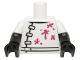 Part No: 973pb2116c01  Name: Torso Lab Coat with 3 Black and Gray Clasps, Belt and Magenta Stains Pattern / Black Arms with White Short Sleeves Pattern / Black Hands