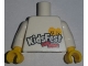 Lot ID: 242471371  Part No: 973pb2322c01  Name: Torso LEGO KidsFest 2 Minifigure Heads and 2 Red Bricks Pattern / White Arms / Yellow Hands