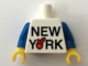 Part No: 973pb2326c01  Name: Torso 'NEW YORK' Big Red Apple Pattern / Blue Arms / Yellow Hands