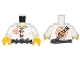Part No: 973pb2534c01  Name: Torso Ninjago Dark Orange Flower Medallion and Toggle Buttons, Black Sash, Pipe on Back Pattern / White Arms / Yellow Hands