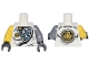 Part No: 973pb2547c01  Name: Torso Ninjago Robe with Exposed Mechanical Parts, Ninjago Logogram 'Z', and Gold Lion on Back Pattern / Flat Silver Arm Left / Yellow Arm Right / Black Hand