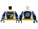 Lot ID: 390598926  Part No: 973pb2684c01  Name: Torso Racing Suit with 'GEAR' Racing Team Logo on Front and Gear on Back Pattern / Dark Blue Arms / Dark Bluish Gray Hands
