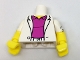 Lot ID: 265558430  Part No: 973pb2702c01  Name: Torso Sport Jacket over Dark Pink Polo Shirt Pattern / Yellow Arms with Rolled Up Sleeves Pattern / Yellow Hands
