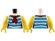Part No: 973pb2734c01  Name: Torso Female Shirt with Dark Azure Horizontal Stripes, Red Scarf, Yellow Neck Pattern / Yellow Arms / Yellow Hands