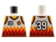 Lot ID: 404368517  Part No: 973pb2736  Name: Torso Basketball Jersey Tank Top with '39' and Orange and Red Diamonds, Yellow Neck and Shoulders, Back Print Pattern