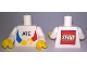 Part No: 973pb2906c01  Name: Torso with 'ATE' and LEGO Logo on Back Pattern / White Arms / Yellow Hands