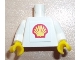 Part No: 973pb3012c01  Name: Torso Shell Logo Small Pattern (Squared Sticker) / White Arms / Yellow Hands