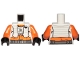 Part No: 973pb3496c01  Name: Torso SW Pilot, Orange Jumpsuit with White Vest and Front Panel, Black Rebel Alliance Symbol Pattern / Orange Arms / Black Hands