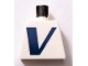 Part No: 973pb3513  Name: Torso with Dark Blue Capital Letter V (Vestas Logo) Pattern
