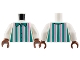 Lot ID: 383069223  Part No: 973pb3548c03  Name: Torso Shirt with Dark Turquoise and Dark Pink Vertical Stripes Pattern / White Arms / Reddish Brown Hands
