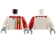 Part No: 973pb3586c01  Name: Torso Speed Champions with Red Stripes and Ferrari Logo Pattern / Red Arm Left / White Arm Right / Light Bluish Gray Hands