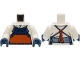 Part No: 973pb4115c01  Name: Torso Robe with Dark Blue and Dark Orange Bogu Armor, Sand Blue Straps and Belt Pattern / White Arms / Dark Blue Hands