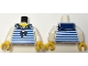 Part No: 973pb4388c01  Name: Torso Shirt with Dark Blue Scarf and Blue Stripes Pattern / White Arms / Yellow Hands