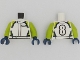 Part No: 973pb4619c01  Name: Torso Racing Jacket with Lime and Dark Blue Highlights, Number 8 on Back Pattern / Lime Arms / Dark Blue Hands