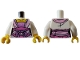 Part No: 973pb4831c01  Name: Torso Robe with Bright Pink and Dark Pink Waistband with Medium Lavender Bow Pattern / White Arms / Yellow Hands