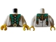 Lot ID: 333822729  Part No: 973pb4836c01  Name: Torso Tang Jacket Closed with Gold Trim and Dark Turquoise Panels over Dragon Medallion Belt Pattern / White Arms / Yellow Hands