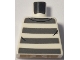 Part No: 973pb5055  Name: Torso Town Prisoner, Dark Bluish Gray Stripes, Black Collar and Wrinkles Pattern