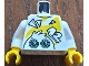 Part No: 973pb5343c01  Name: Torso LEGO World 2020 with Yellow Stripes, Head with Eyes and Number 12 Pattern / White Arms / Yellow Hands