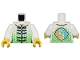 Part No: 973pb5483c01  Name: Torso Robe with Dark Turquoise Ties, Bright Green Diamond Scales, and Yin Yang Dragon Logo Pattern / White Arms / Yellow Hands