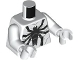 Part No: 973pb5953c01 Name: Torso with Light Bluish Gray Muscles Outline and Black Spider Front and Back Pattern / White Arms / White Hands Part No: 973pb5953c01 Name: Torso with Light Bluish Gray Muscles Outline and Black Spider Front and Back Pattern / White Arms / White Hands