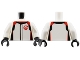 Part No: 973pb5967c01 Name: Torso Racing Suit with Black and Red Collar, Shoulders, Sides and Haas Formula 1 Logo Stylized Capital Letter H Pattern / White Arms / Black Hands Part No: 973pb5967c01 Name: Torso Racing Suit with Black and Red Collar, Shoulders, Sides and Haas Formula 1 Logo Stylized Capital Letter H Pattern / White Arms / Black Hands
