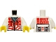 Lego part: Torso Hoodie with Red Zipper, Drawstrings and 'BUILT', Metallic Light Blue Shirt, Harness Straps on Back Pattern / White Arms / Yellow Hands