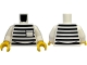 Part No: 973pb6048c01  Name: Torso Prison Uniform Shirt with Black Stripes and Pocket Pattern / White Arms / Yellow Hands