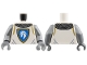 Part No: 973pb6227c01  Name: Torso Castle Surcoat, Silver Chain Mail Collar, Blue and Gold Horse Knight Shield Pattern / Flat Silver Arms / Flat Silver Hands