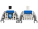 Part No: 973pb6228c01  Name: Torso Castle Surcoat, Blue Collar with Gold Horseshoes, Sand Blue Trim with Diamonds, Horse Knight Shield Pattern / Flat Silver Arms / Flat Silver Hands