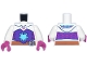 Part No: 973pb6497c01  Name: Torso Hoodie, Dark Purple Bodice, Magenta Web and Ties, Medium Azure Spider, Dark Orange Belt, Round Silver Buckle Pattern / White Arms / Magenta  Hands