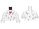 Part No: 973pb6501c01  Name: Torso Pixelated Red Neckline and Dark Bluish Gray Dots Pattern / White Arms / White Hands