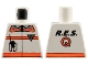 Part No: 973px101  Name: Torso Res-Q Orange Stripes, Radio in Pocket, Back Logo Pattern