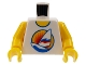 Part No: 973px126newc01  Name: Torso Paradisa Sailboat with Sunset Pattern, Inside with Ribs (Reissue) / Yellow Arms / Yellow Hands