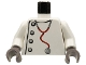 Part No: 973px166c01  Name: Torso Studios Lab Coat, Silver Buttons, Stethoscope Pattern (Mad Scientist) / White Arms / Dark Gray Hands
