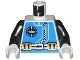 Part No: 973px170c01  Name: Torso Aquazone Aquanaut Sub Logo, Zipper, and Weight Belt Pattern / Black Arms / White Hands