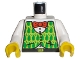 Part No: 973px180c01  Name: Torso Adventurers Orient Shirt, Green Vest, and Red Bow Tie Pattern / White Arms / Yellow Hands