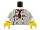 Part No: 973px4c01  Name: Torso Chef with 8 Buttons, Long Red Neckerchief, Black Wrinkles Pattern / White Arms / Yellow Hands