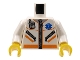 Part No: 973px500c01  Name: Torso Hospital EMT Star of Life, Zipper, Zippered Pockets, Radio Pattern / White Arms / Yellow Hands