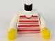 Part No: 973px62c02  Name: Torso Horizontal Red Stripes Pattern / White Arms / Yellow Hands