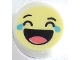 Part No: 98138pb130  Name: Tile, Round 1 x 1 with Emoji, Bright Light Yellow Face, Laughing, Medium Azure Tears, and Open Mouth with Coral Tongue Pattern