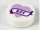 Part No: 98138pb150  Name: Tile, Round 1 x 1 with Lavender Heart and Banner with Dark Purple 'BFF' Pattern