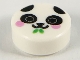 Part No: 98138pb157  Name: Tile, Round 1 x 1 with Panda Face with Bright Pink Cheeks and Bright Green Bamboo Leaves Pattern