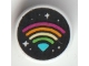 Part No: 98138pb243  Name: Tile, Round 1 x 1 with Stars and Rainbow WiFi Symbol on Black Background Pattern