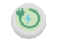 Part No: 98138pb264  Name: Tile, Round 1 x 1 with Green Electric Power Plug and Medium Azure Lightning Bolt Pattern