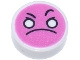 Part No: 98138pb277  Name: Tile, Round 1 x 1 with Emoji, Dark Pink Angry Face, White Eyes, and Black Frown and Eyebrows Pattern