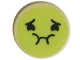 Part No: 98138pb281  Name: Tile, Round 1 x 1 with Emoji, Yellowish Green Queasy Face, and Black Eyes, Eyebrows, and Mouth Pattern